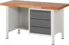 Ergonomische Werkbank PRETEC, Tiefe 700 mm, Gestell RAL 7035 lichtgrau / Einbauten RAL 5010 enzianblau