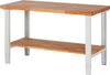 Ergonomische Werkbank PRETEC, Tiefe 700 mm, Gestell RAL 7035 lichtgrau / Einbauten RAL 5010 enzianblau