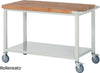 Mobile Werkbank PRETEC, Tiefe 700 mm, Gestell RAL 7035 lichtgrau / Einbauten RAL 5010 enzianblau