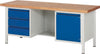 Ergonomische Werkbank PRETEC, Tiefe 700 mm, Gestell RAL 7035 lichtgrau / Einbauten RAL 7016 anthrazitgrau