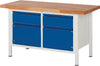 Ergonomische Werkbank PRETEC, Tiefe 700 mm, Gestell RAL 7035 lichtgrau / Einbauten RAL 7016 anthrazitgrau