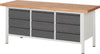 Ergonomische Werkbank PRETEC, Tiefe 700 mm, Gestell RAL 7035 lichtgrau / Einbauten RAL 7016 anthrazitgrau