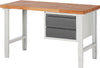 Ergonomic workbench depth 700 mm, frame RAL 7035 light grey / fittings RAL 7016 anthracite grey