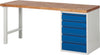 Ergonomische Werkbank PRETEC, Tiefe 700 mm, Gestell RAL 7035 lichtgrau / Einbauten RAL 7016 anthrazitgrau