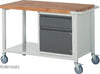 Mobile Werkbank PRETEC, Tiefe 700 mm, Gestell RAL 7035 lichtgrau / Einbauten RAL 5010 enzianblau