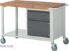 Mobile workbench depth 700 mm, frame RAL 7035 light grey / fittings RAL 5010 gentian blue