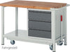 Mobile Werkbank PRETEC, Tiefe 700 mm, Gestell RAL 7035 lichtgrau / Einbauten RAL 7016 anthrazitgrau