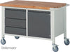 Mobile Werkbank PRETEC, Tiefe 700 mm, Gestell RAL 7035 lichtgrau / Einbauten RAL 5010 enzianblau