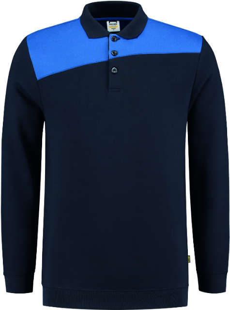 Sweatshirt TRICORP, Bicolor mit Polokragen, navy/royalblau
