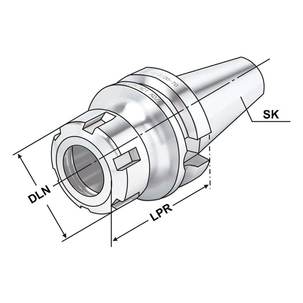 ER-Spannzangenfutter BT 30 - 2/20 - 70 | ER 32 ~ ISO 7388-2 JD [JIS B 6339 AD] | DC