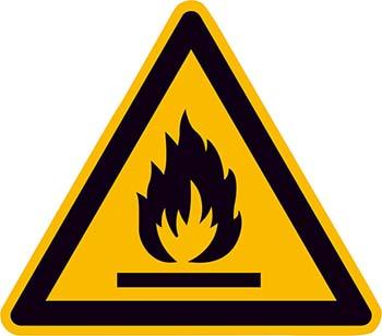 Warnschild NEUTRAL,  Aluminium SL 200 mm Warnung vor feuergefährlichen StoffenSafetyMarking