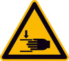 Warnschild NEUTRAL,  Folie SL 200 mm Warnung vor Handverletzungen SafetyMarking