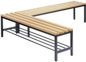 Sitzbank CP,  mit 4 Füßen B1000xT353xH420 mm RAL 7021/Hartholz mit Schuhrost CP