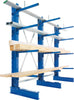 Kragarmregal META REGALBAU,  L Anbaufeld B1000xT500xH2000 mm einseitig RAL 5010 4 Arme Traglast 175kg