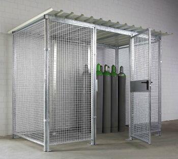 Gasflaschenlagerbox NEUTRAL,  B2100xT1000xH2200 mm einflügelige Tür feuerverzinkt
