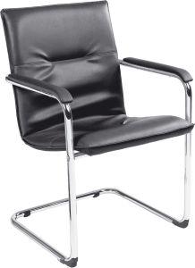 Freischwinger NEUTRAL,  RUMBA chrom/Ku-leder schw.