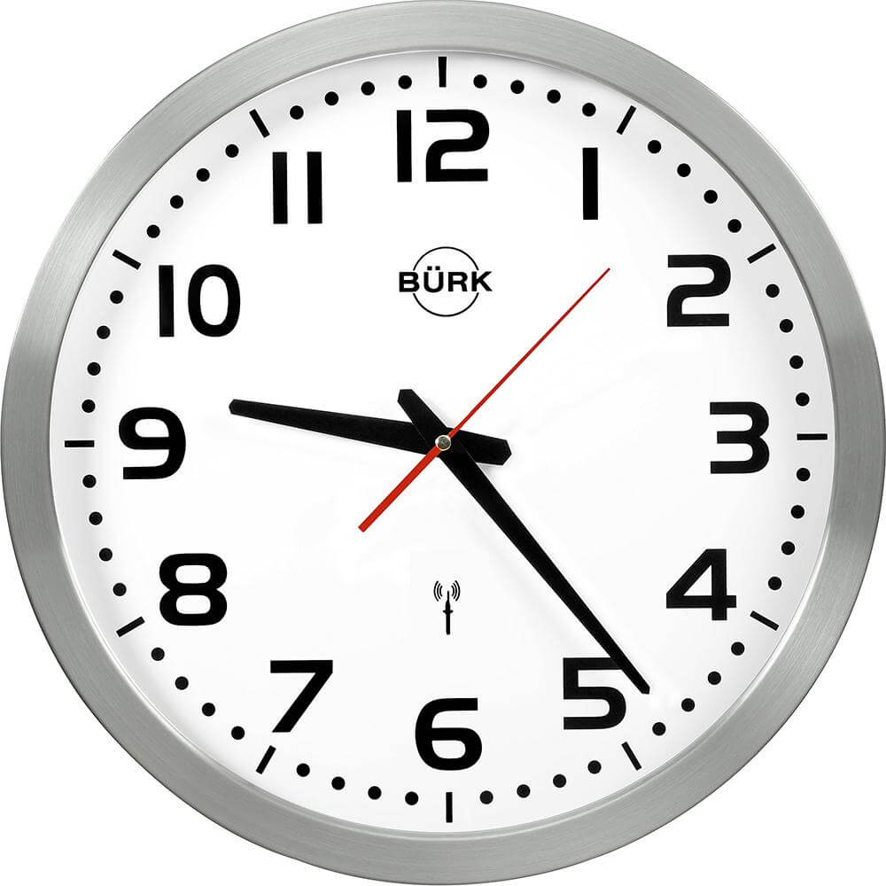 Funkwanduhr BÜRK MOBATIME,  Ø 40 cm Stainless Steel