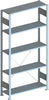 META CLIP shelving unit (basic shelving unit) with V 150 shelves, shelf length 1000 mm, galvanized