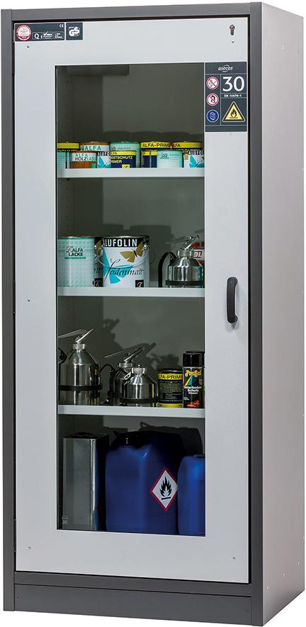 Schrank ASECOS,  Q-Classic-30 Fenster 1Tür 3FB,Grau