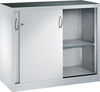 Schiebetürenschrank CP,  B1200xT400xH1000 mm RAL 7035, 2 Fachböden CP