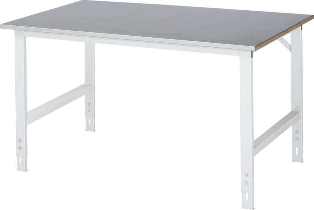 Arbeitstisch RAU,  Tom - Stahlblechbelag-Platte B1500xT 1000xH760-1080mm Stahlblechbelag-Platte