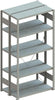 Doppel-Steckregal META,  CLIP B1000xT2x600xH2000 mm Grundfeld 2x5 Böden vzk Fachlast 100kg META