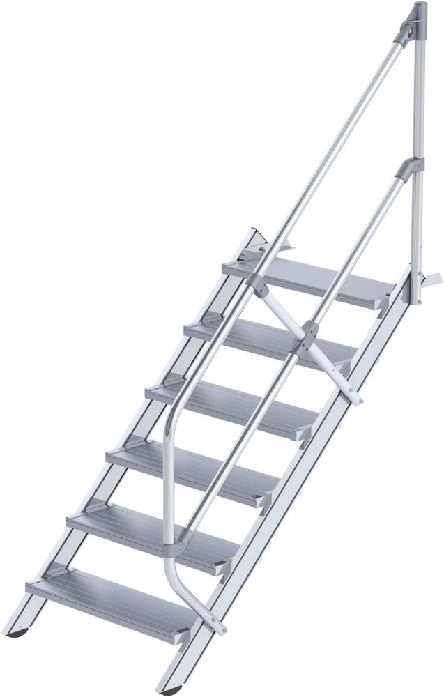 Alu-Treppe MUNK,  45 Grad 6 Stufen B 800 mm lichte Höhe 1250 mm Ausladung 1499 mm