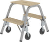 Stahl-Holz-Tritt MUNK,  fahrbar 2 Holzstufen 4 BockrollenHöhe Deckbrett 0,49 m Arbeitshöhe bis 2,40 m