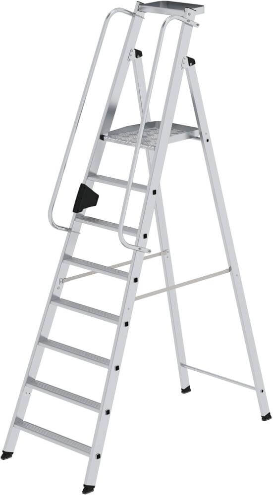 Alu-Stehleiter MUNK,  8 Stufen Gesamthöhe 2,59 m Arbeitshöhe bis 3,90 m