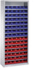 Lager-Regalschrank C+P,  B700xT300xH1690 mm RAL 7035 ohne Türen 14 Fachböden, 90 Kästen