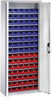 Lager-Regalschrank C+P,  B700xT300xH1690 mm RAL 7035 mit Türen 14 Fachböden, 90 Kästen