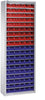 Lager-Regalschrank C+P,  B700xT300xH1980 mm RAL 7035 ohne Türen 18 Fachböden, 114 Kästen