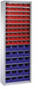 Lager-Regalschrank C+P,  B700xT300xH1980 mm RAL 7035 ohne Türen 15 Fachböden, 84 Kästen