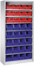Lager-Regalschrank C+P,  B1000xT300xH1980 mm RAL 7035 ohne Türen 7 Fachböden, 32 Kästen CP