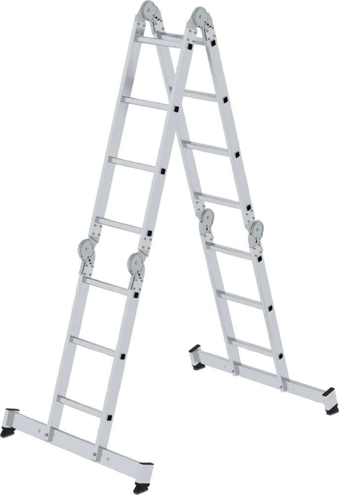 Alu-Vielzweckleiter MUNK,  2x3 + 2x4 Sprossen Höhe als Bühne 0,99 m Arbeitshöhe bis 5,30 m