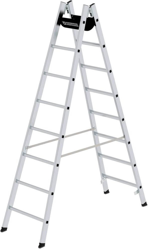Alu-Stehleiter MUNK,  2x8 Sprossen Leiterlänge 2,40 m Arbeitshöhe bis 3,80 m