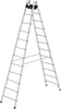 Alu-Stehleiter MUNK,  2x12 Sprossen Leiterlänge 3,51 m Arbeitshöhe bis 4,85 m