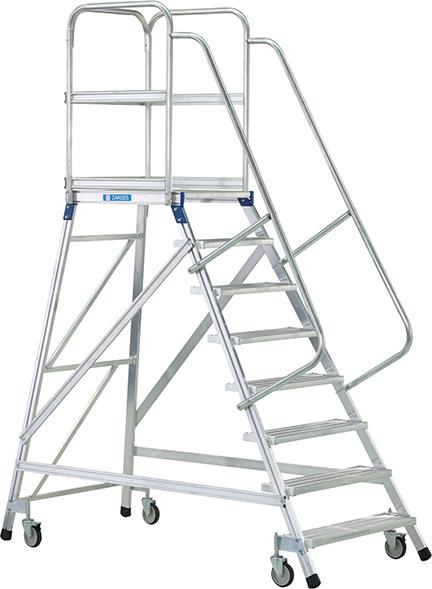 Podesttreppe ZARGES,  einseitig 8 Stufen Podesthöhe 1,92 m ZARGES
