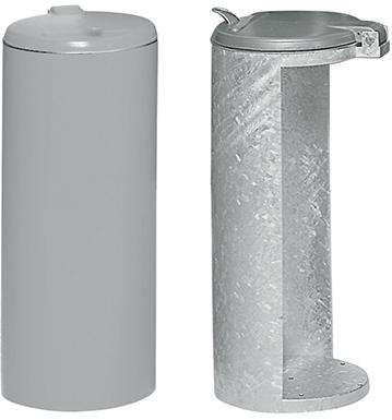Abfallsammler VAR,  mit Deckel H900 mm D450 mm silber VAR