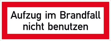 Brandschutzschild NEUTRAL,  Folie B148xH52 mm Aufzug im Brandfall n.b. langnachleuchtend
