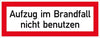 Brandschutzschild NEUTRAL,  Folie B148xH52 mm Aufzug im Brandfall n.b. langnachleuchtend