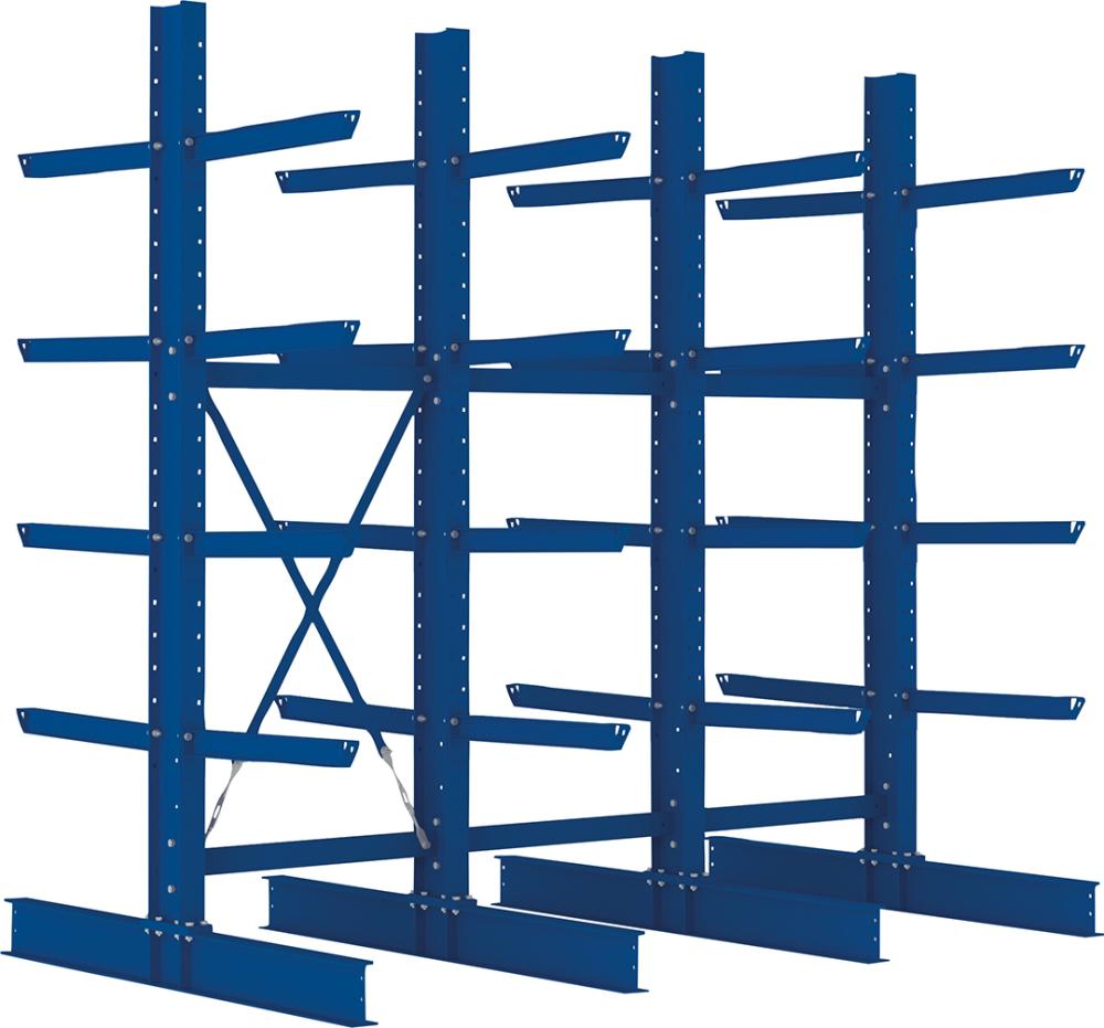 Kragarmregal META REGALBAU,  Heavy B3090xT2x800xH3000 mm doppelseitig RAL 5010 5 Ebenen Traglast 2520kg