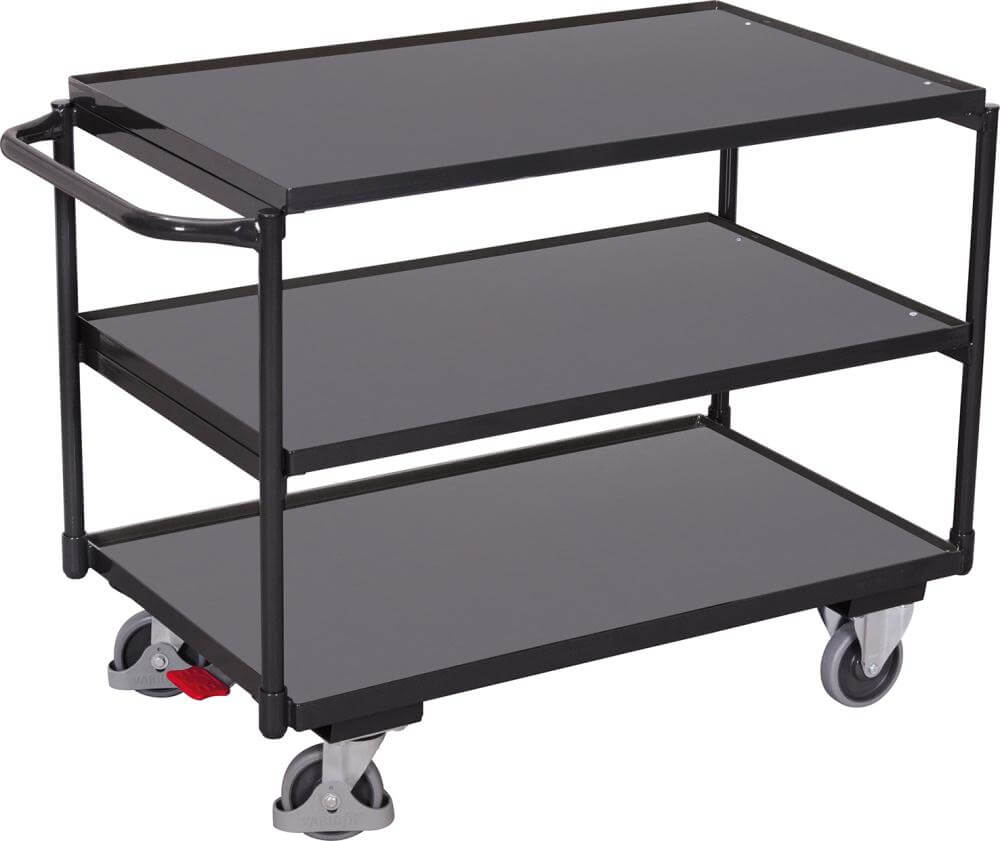 Tischwagen VARIOFIT,  mit 3 Ladeflächen sw-600.601/AG