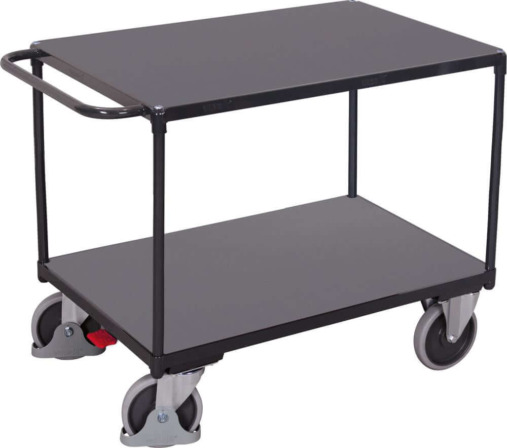 VARIOFIT, Schwerer Tischwagen mit 2 Ladeflächen RAL 7016 sw-600.510/AG
