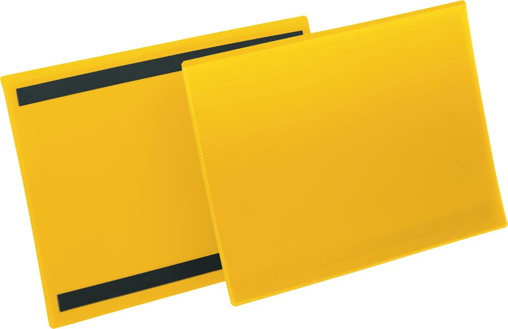 Etikettentasche DURABLE,  B297xH210 mm A4 quer gelb, magnetisch VE 50 Stück