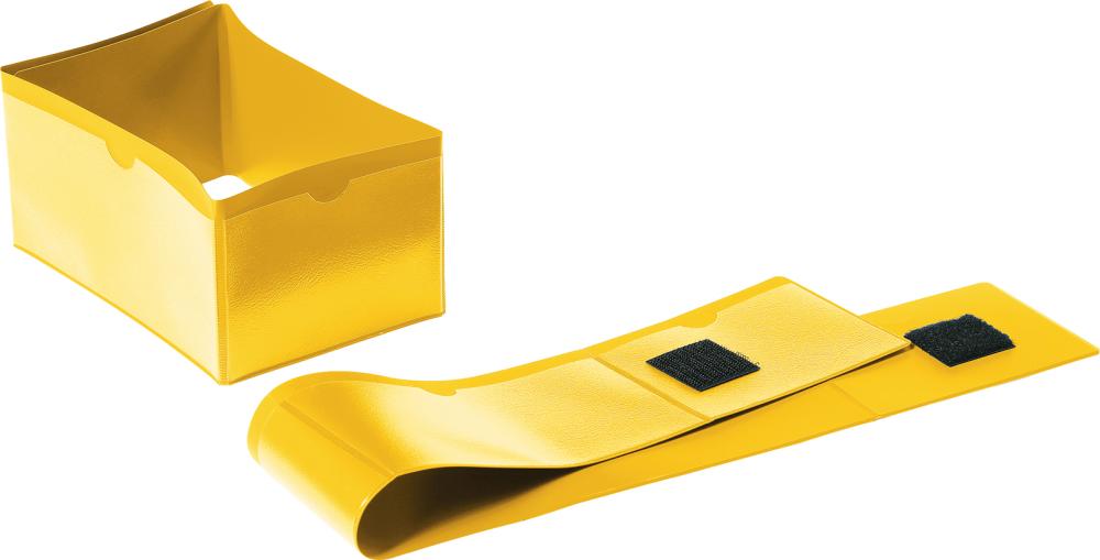 Palettenfuß-Banderole DURABLE,  B140xH65/90x65 mm gelb mit Klettverschluss VE 50 Stück