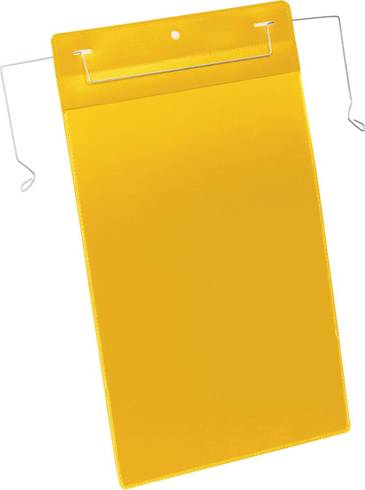 Dokumententasche DURABLE,  B210xH297 mm A4 hoch gelb mit Drahtbügel VE 50 Stück