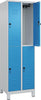 CP, Doppelst. Schrank CLASSICB600xT500xH1950 mm RAL 7035/5012, 2x2Abteilemit 100 mm hohen Füßen