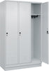 Garderobenschrank CP,  CLASSICB1200xT500xH1950 mm RAL 7035/7035, 3 Abteile mit 100 mm hohem Sockel