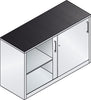 Schiebetürenschrank CP,  B1600xT600xH1000 mm RAL 7035, 2 Fachböden mit Mitteltrennwand CP